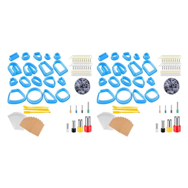 1/2/3 Polymer Clay Cutters Hoppringar med örhängekort Örhänge Blue 129 Pcs 2Set
