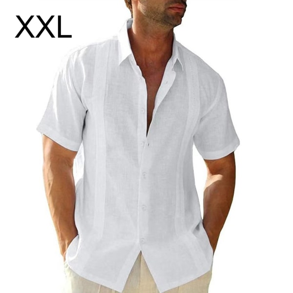 1/2 Resande Fotvandring Herr Button Down Skjorta Sommar Enkel White XXL 1 Pc