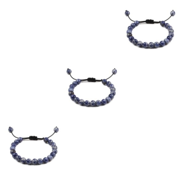 1/2/3/5 naturliga ädelstenar pärlor armband för kvinnor och män present White+blue 3Set