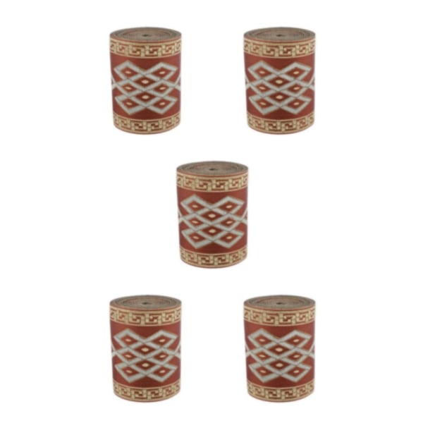 1/2/3/5 5 meter/ 5,5 Yds Jacquard Trim Wide Woven Border Ribbon Red Brown 8cm x 5M 5Set