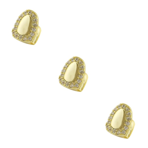 1/2/3/5 Single Caps för Hip Hop smycken för Mun Top Bottom Gold 0.8 x 1.1cm 3Set