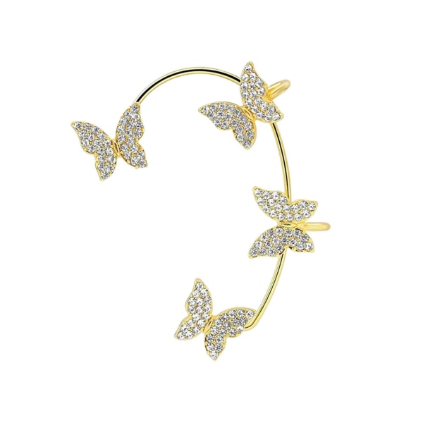 1/2/3/5 Clip Earring För Butterfly Ear Cuff Clip för Daily Gold Left 5.2cm 2Set