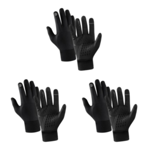 1/2/3 Men Winter Touch Screen Bekväm Full Finger för cykling Black XL 3Set