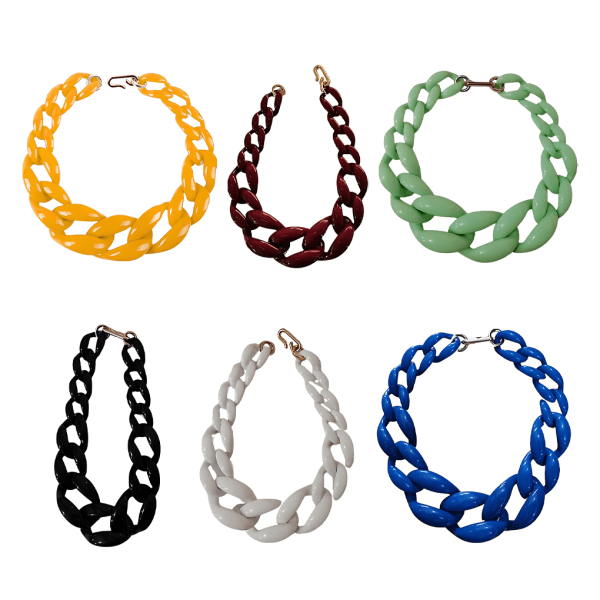 Personlig kvinnor S Boho Chunky akryl länkkedja halsband Black