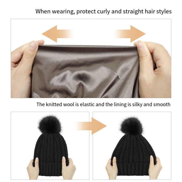 Winter Essential Håll dig varm och moderiktig vintermössa satin Dark Grey