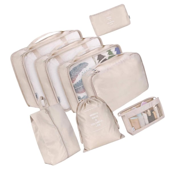 8 st/ set packningskuber för sortering av resekläder för hemmet beige