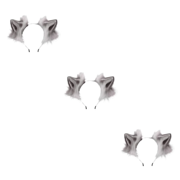 1/3 Wolf Ears Hair Hoop Stabil Fixering Formbar Cosplay And Gray and white 3Set