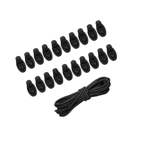 1/2/3/5 20st plastsnörelås Ändfjäderbelastad slider + För Black Style 3 1Set