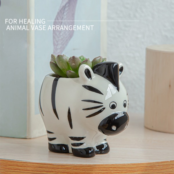 1/2/3/5 Keramik tecknad kruka - liten keramisk växtkruka zebra 1 Pc