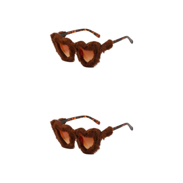 1/2/3/5 Soft Plysch Solglasögon Glasögon för Masquerade Travel Brown 2Set