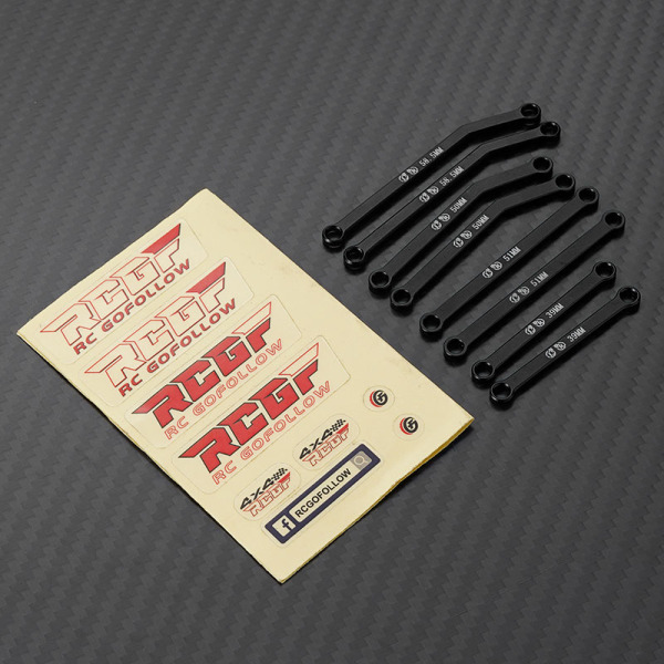 RCGOFOLLOW 8 delar aluminiumlegering hjulbas Styrlänkstag Black