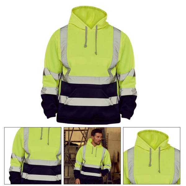 1/2 Säkerhet High Visibility Herr Hoodie Sweatshirt Toppar Sport fluorescent M 1Set