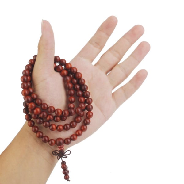 Sandelträ Buddhist Prayer Mala Halsband Armband 108 8MM Pärlor