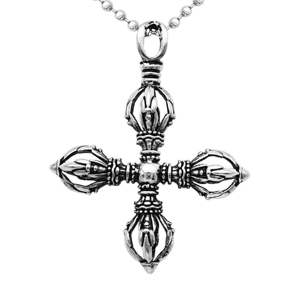 1/2/3/5 Charm Stainless Steel Cross Vajra Pestle Pendant För Silver 1Set