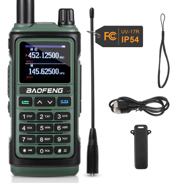 1/2/3 UHF/VHF med trådlös frekvenskopiering Handhållen skinkaradio Green 1Set
