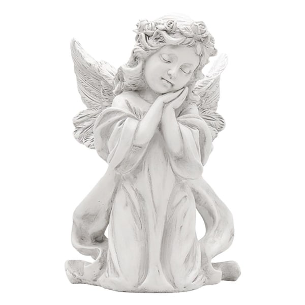 1/2 Resin White Angel Staty Desktop Decor Collection Window prayer hold cheek 1Set