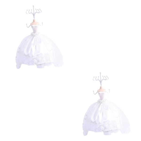 1/2 Mini vit klänning dam skyltdocka örhänge armband smycken 2Set