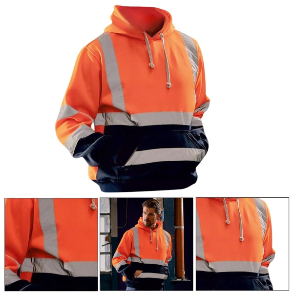 1/2 Säkerhet High Visibility Herr Hoodie Sweatshirt Toppar Sport orange L 1Set