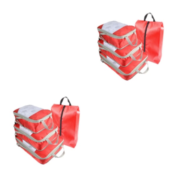 1/2 4 stycken Pack Like Pro Travel Compression Packing Cubes Set red 2Set