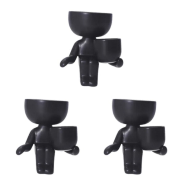 1/3 keramisk blomkruka Mänsklig blomvas växtkruka Black 10x9x6cm 10x9x6cm 10x6x8cm 3Set