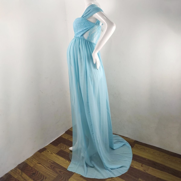 1/2 kvinnor Gravidklänning Maxiklänning för fotografi rekvisita Blue M 1Set