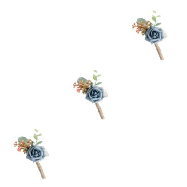 1/2/3/5 Stabilt fixerade konstgjorda bröllopsblommor Boutonniere För Morandi Blue 3PCS