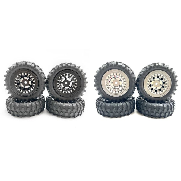 RCGOFOLLOW Slitstarka hjulfälgar däck för 1/24 FMS FCX24 Crawler RC Black