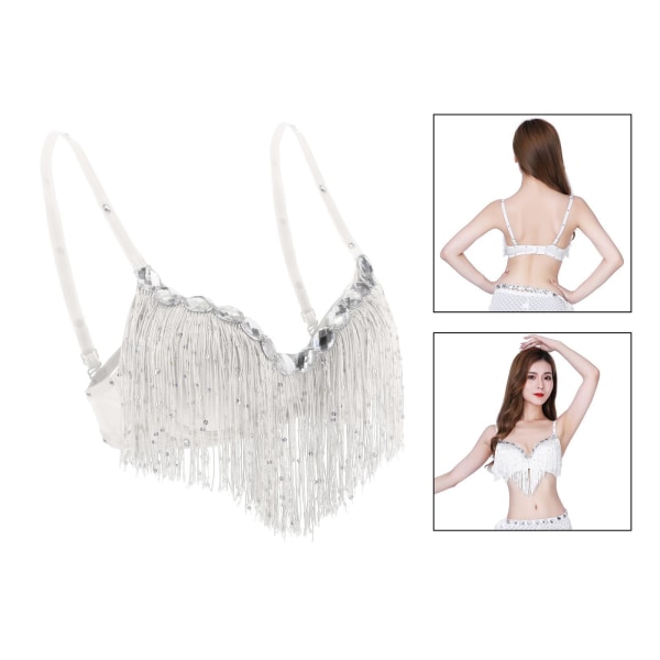 1/2/3 Magdanskostymer BH Halter Top Sequin Performance White bra 1Set