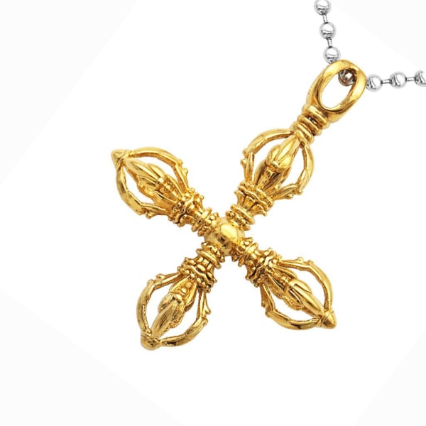 1/2/3/5 Charm Stainless Steel Cross Vajra Pestle Pendant För Gold 5Set