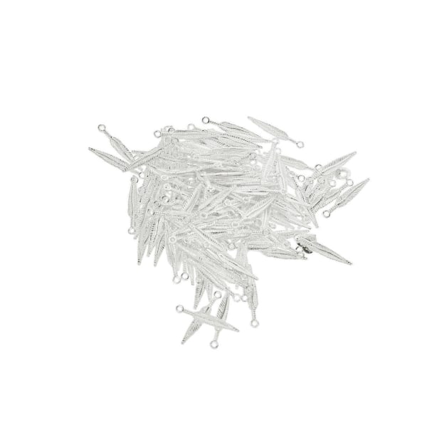 1/2/3/5 100 st 3D Feather Leaf Metal För Charms hängen Silver White 29x5x2mm 1Set