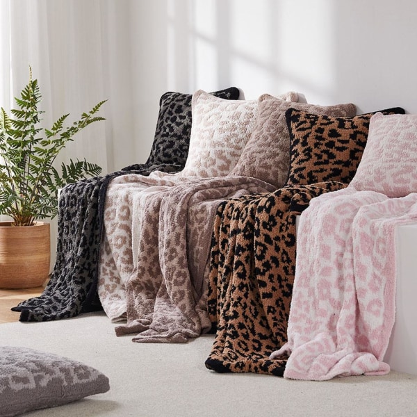 1/2/3 Throw Blanket Leopard Print Flanell Fleece Filtar Plysch coffee 30x35in 1Set
