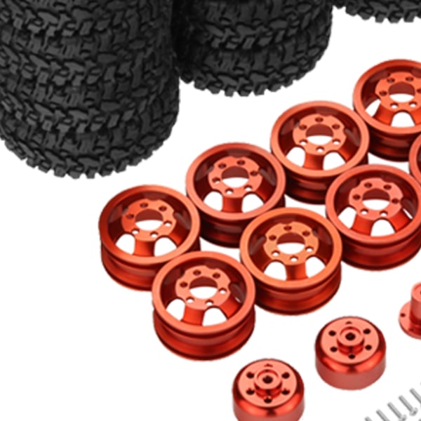 RCGOFOLLOW 10-delad plast, aluminiumlegering hållbara hjulfälgar Red