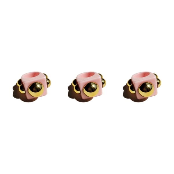 1/2/3/5 Fashion Statement Ringar för kvinnor – Arcylic Chunky pink 3Set