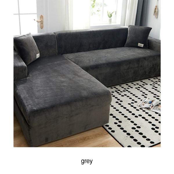 Premium sammetsformad cover för tjock soffa Universal Fit grey