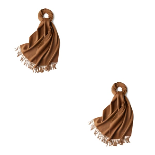1/2/3 unisex halsduk med fransar Varm och mysig tubscarf för brown yellow 2Set