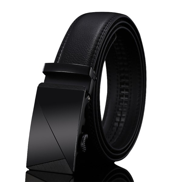 1/2/3/5 Klassisk stil för män läderbälte med spännhuvud i legering 107 Black Buckle 110-130CM 2PCS