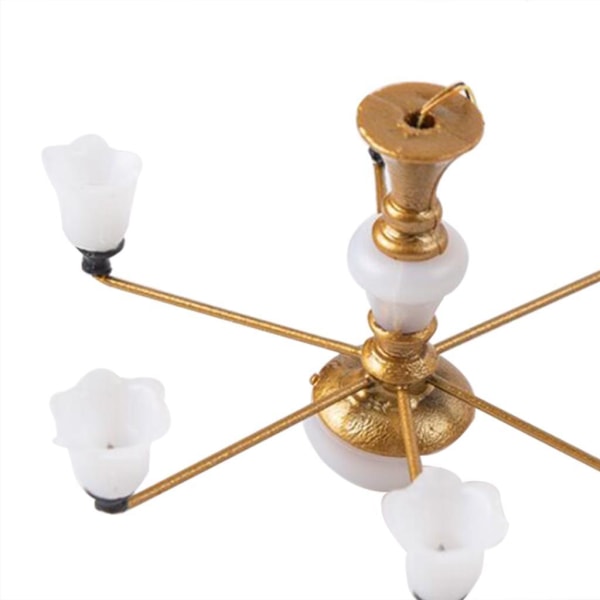 1/2/3 Modern Miniatyr Ljuskrona Celing Lampa Modell Layout Dekor Golden Warm Light 8.2x4.5cm 1Set