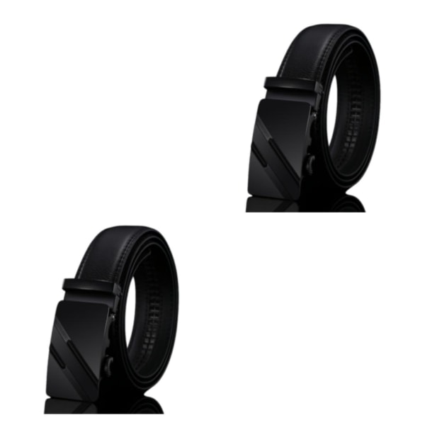 1/2/3/5 Klassisk stil för män läderbälte med spännhuvud i legering 106 Black Buckle 110-130CM 2PCS