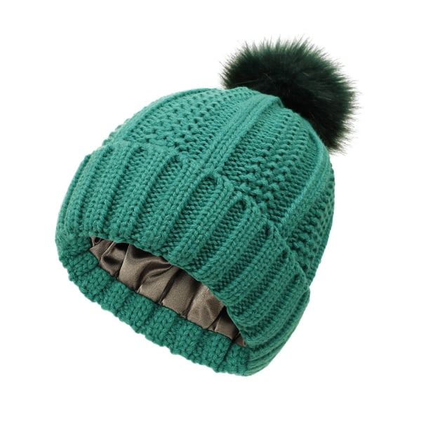 Winter Essential Håll dig varm och moderiktig vintermössa satin Green