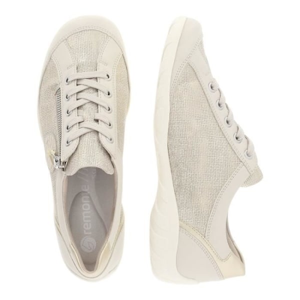 REMONTE sneakers - R3408 Beige - Flad hæl - Lynlåslukning - Fløjl, nubuck - Rund tå Beige 36