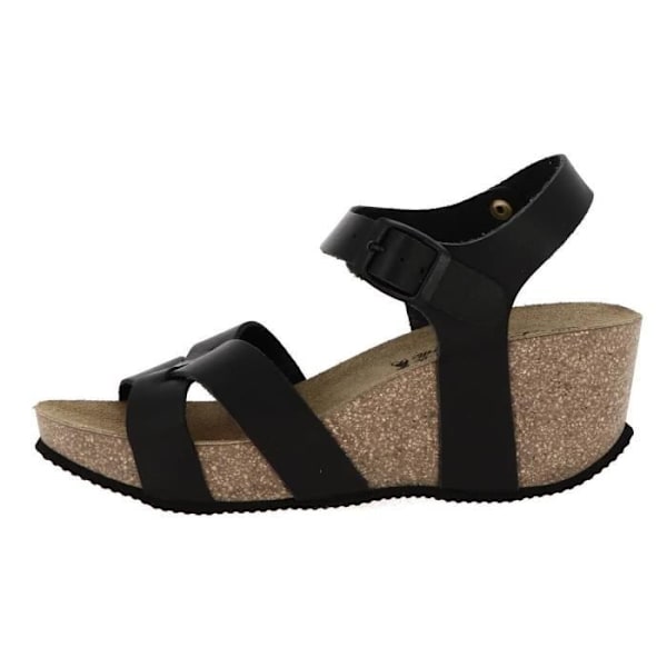 Kilesandaler - MAISON DE L'ESPADRILLE - 3547 - Glat og flettet læder - Sort - 7 cm hæl Svart 36