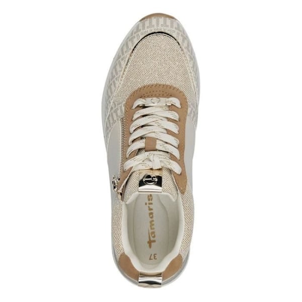 Dame sneakers - TAMARIS - 2373241 - Flad hæl - Lynlås lukning - Rund tå Beige 38