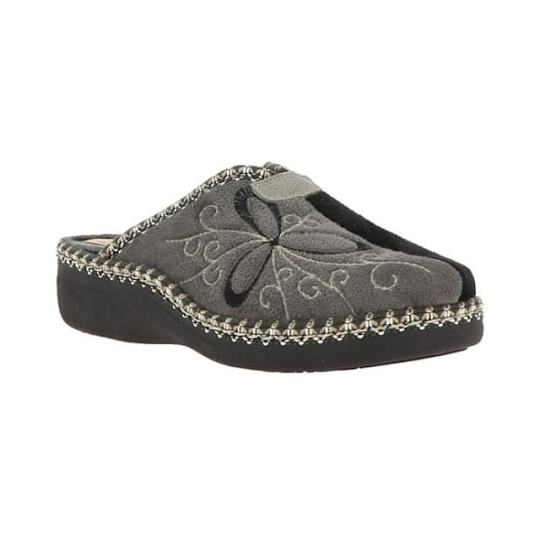 Dametøfler - MAISON DE L'ESPADRILLE - Model 4205-4 - Tofarvet fløjl - 4 cm kilehæl Svart 38