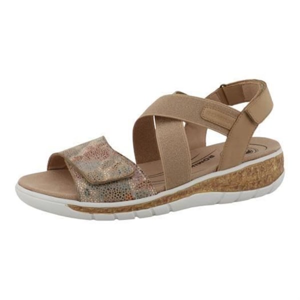 Damsandaler - ROMIKA - 74R0262005 Beige - Platt klack - Elastisk stängning - Sammet, nubuck - 36