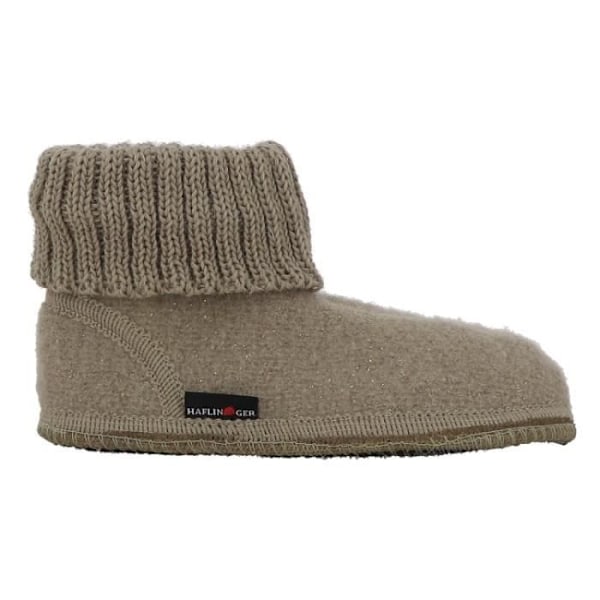 HAFLINGER HUTTENSCHU ulltofflor - Beige - Platt klack - Rund tå Beige 35