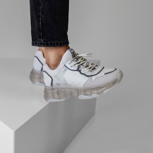 Bronx Baisley damesneakers - BRONX - Off-white/sølv - Damer - Flade - Snørebånd - Læder Benvit/silver 39