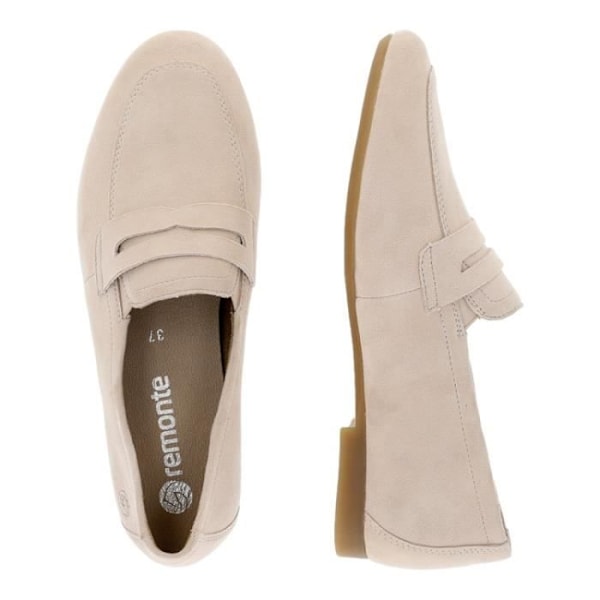 Loafers dam - REMONTE - D0K02 Beige - Platt klack - Rund tå - Läder Beige 37