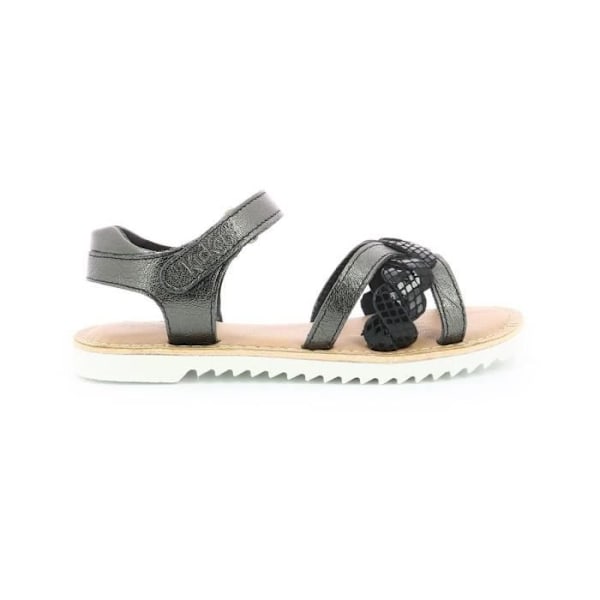 Kickers Sharkky Girls Læder Air Cushion Sandaler - Reptile Sort Grå Grå 25