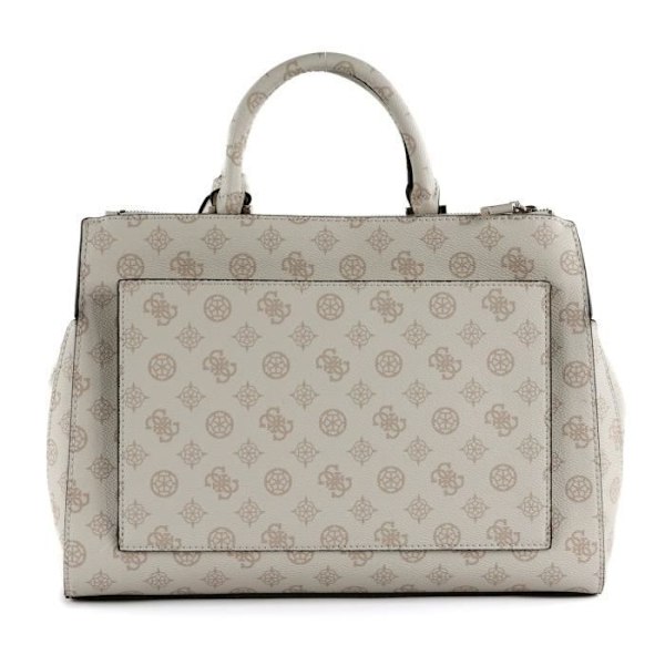 GUESS Nelka Status Satchel Cream Logotyp [253324] - handväska sac a main beige