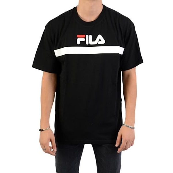 FILA Anatoli Tee herr-t-shirt - Svart - Rak skärning - Korta ärmar - 100 % bomull Svart XS